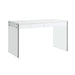 Chintaly 6903-DSK Contemporary Gloss White & Glass Home Office Desk