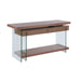 Chintaly 6920-DSK-WAL COMPUTER DESK Modern Rotatable Glass & Wooden Desk w/ Drawers & Shelf