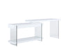 Chintaly 6920 COMPUTER DESK Modern Rotatable Glass & Wooden Desk w/ Drawers & Shelf