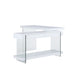 Chintaly 6920 COMPUTER DESK Modern Rotatable Glass & Wooden Desk w/ Drawers & Shelf