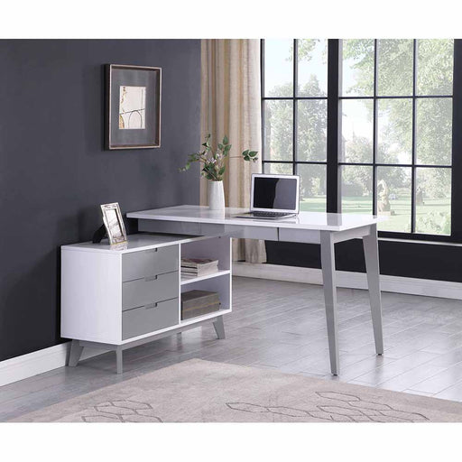 Chintaly 6934-DSK Modern 2-Tone Rotating Wooden Home Office Desk
