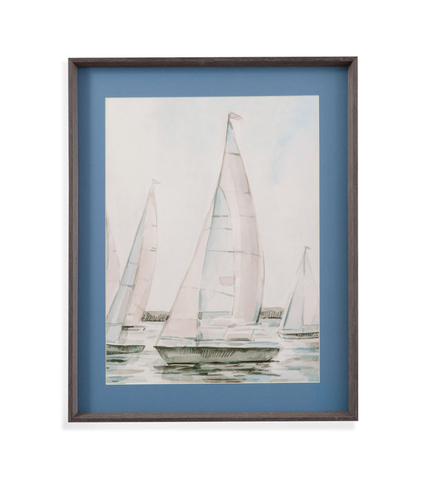 Sail Scribble I - Framed Print - Blue