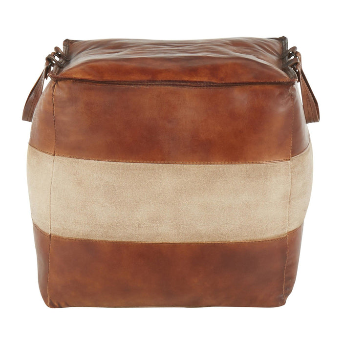 Cobbler - Pouf - Brown Leather And Tan Canvas