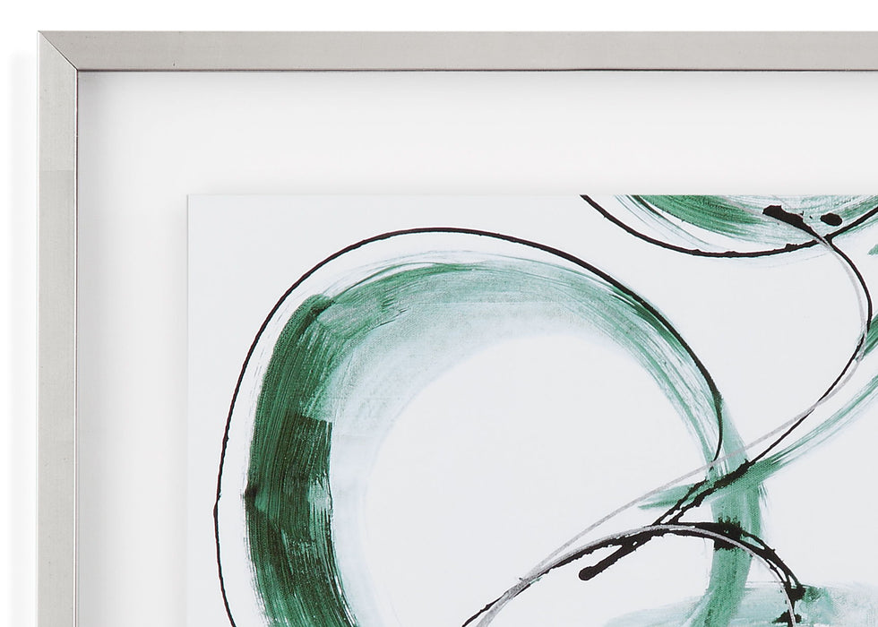 Green Swirls II - Framed Print - Pearl Silver