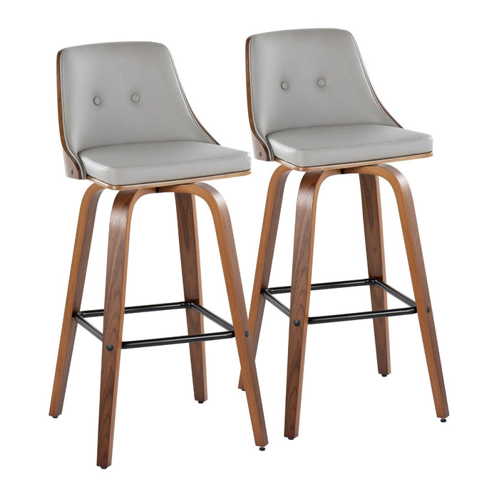 Gianna - 30" Fixed-height Barstool (Set of 2) - Walnat And Pearl Silver
