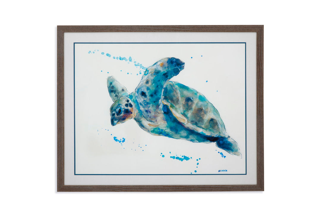 Sea Turtle - Framed Print - Blue