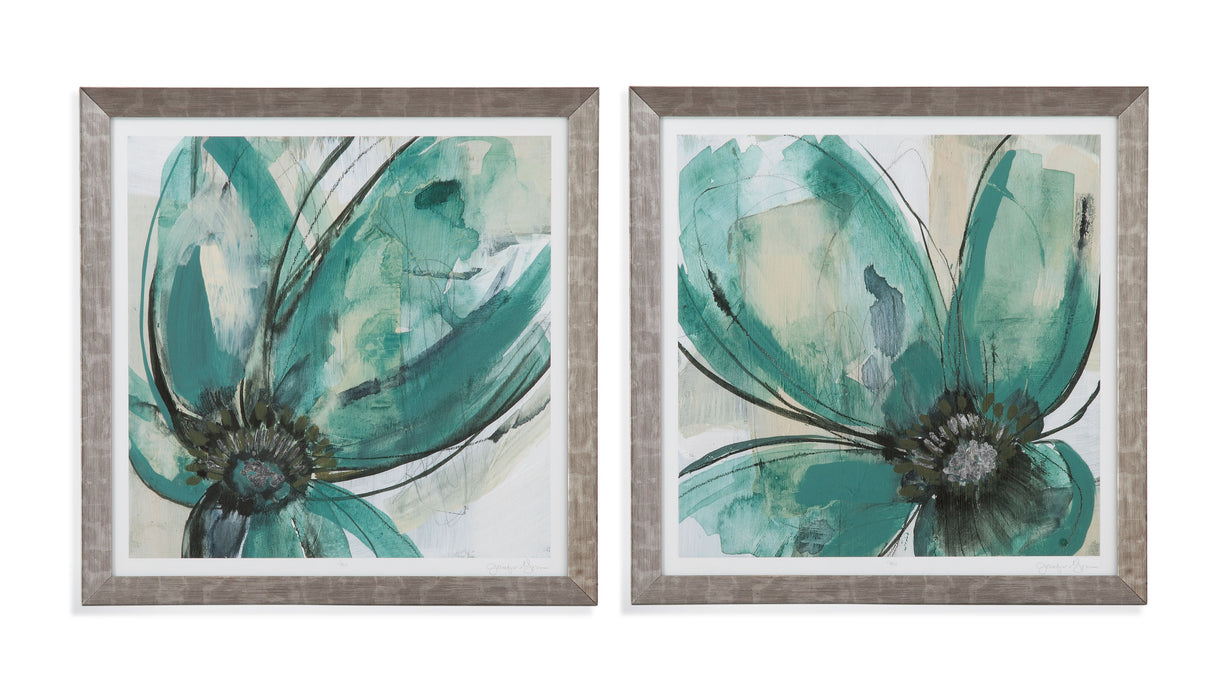 Teal Petals I - Framed Print - Green