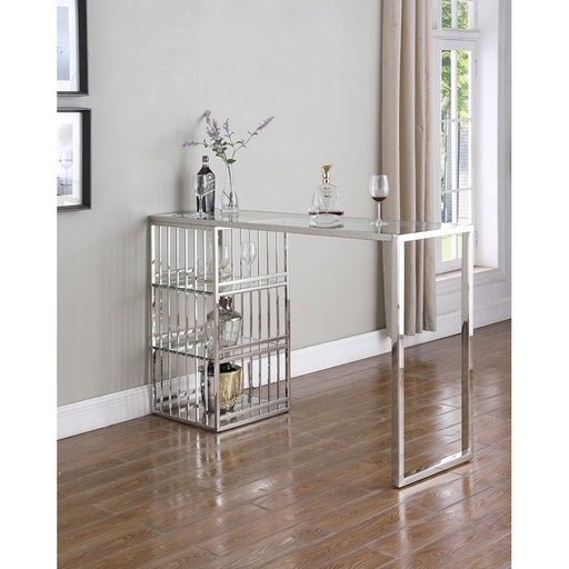 Chintaly 7400-BAR Modern Stainless Steel & Glass Bar