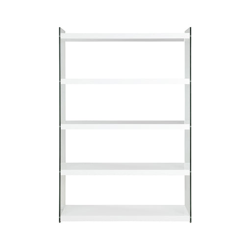 Chintaly 74101 Contemporary Gloss White & Glass Book Case