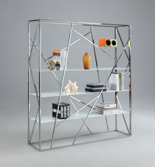 Chintaly 74104 BKS Art Deco Bookshelf w/ 4 Starphire Glass Shelves