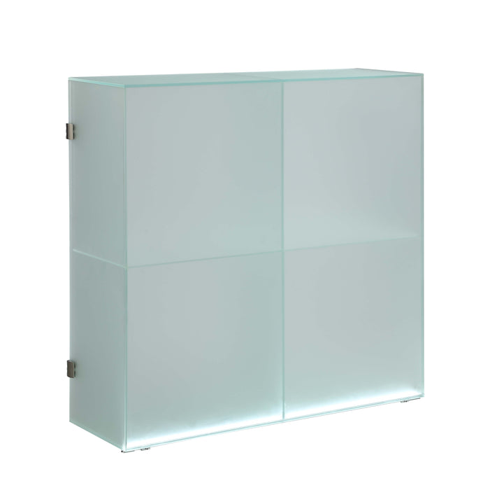 Chintaly 75301-CAB Frosted Glass Cabinet w/ Doors, Shelves & LED Lights