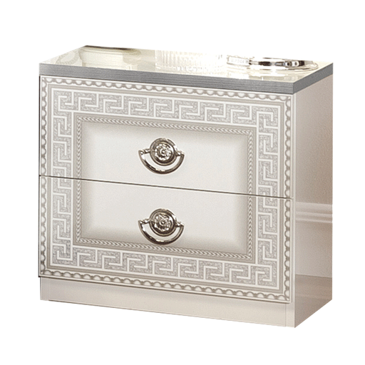 ESF Camelgroup Italy Aida White with Silver Nightstand i13345
