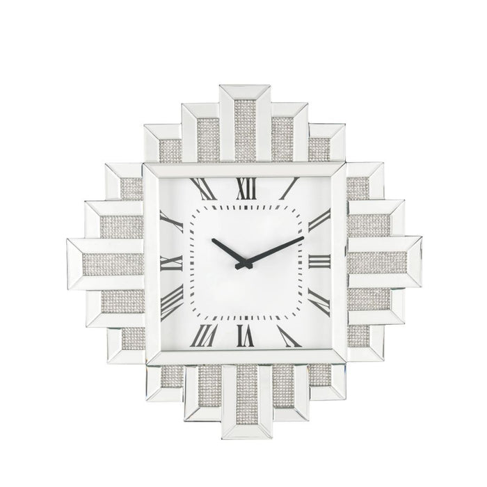 Lavina - Wall Clock - Mirrored & Faux Diamonds - 24"