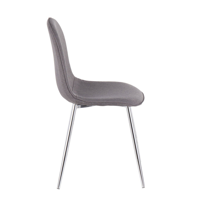 Pebble - Chair - Chrome And Charcoal Fabric (Set of 2)