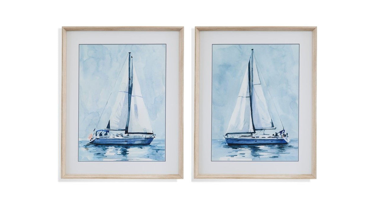 Lone Sailboat I - Framed Print - Blue