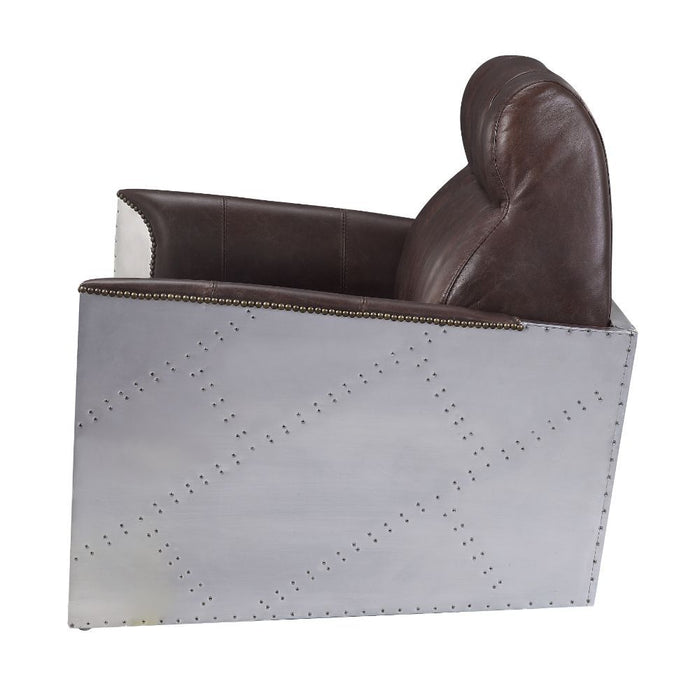 Brancaster - Accent Chair - Espresso Top Grain Leather & Aluminum