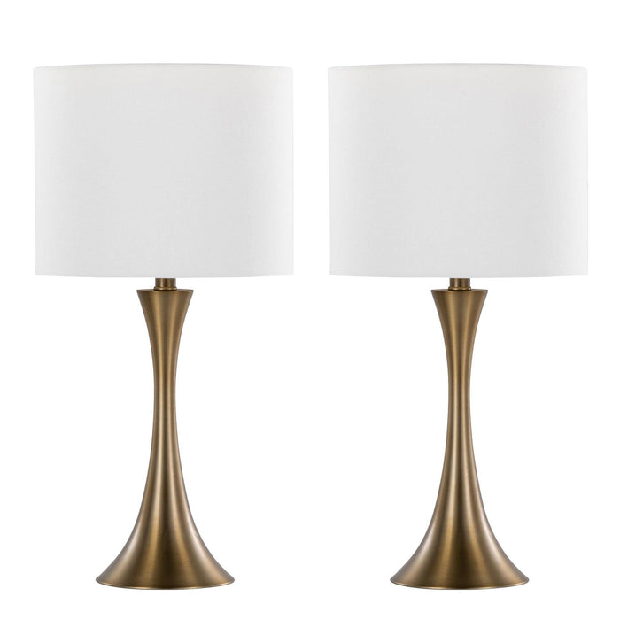 Lenuxe - 24" Metal Table Lamp (Set of 2) - White And Bronze