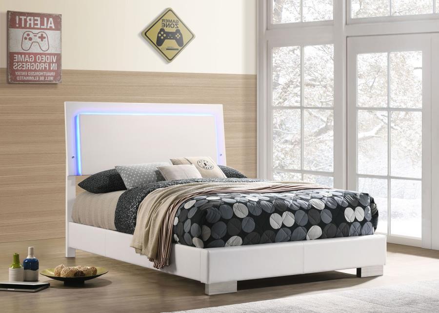 Felicity - High Headboard Panel Bed with LED Lighting