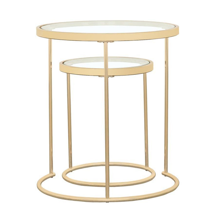 Maylin - 2 Piece Round Glass Top Nesting Tables - Gold