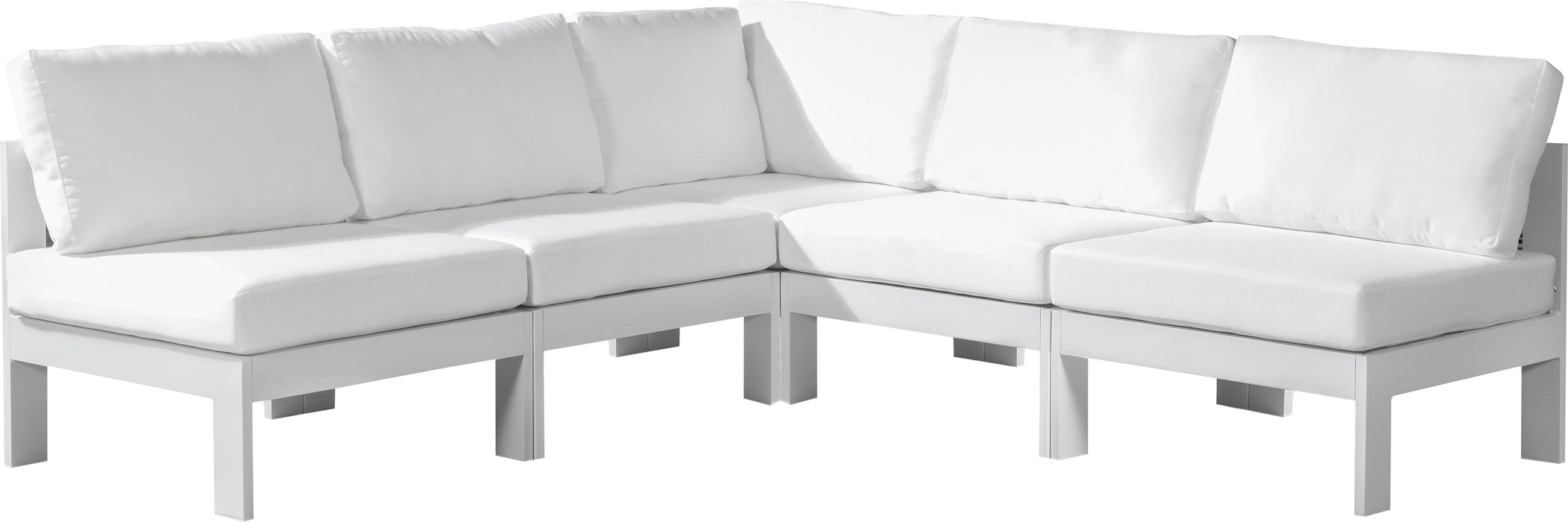 Nizuc - Outdoor Patio Modular Sectional 5 Piece - White - Fabric - Modern & Contemporary
