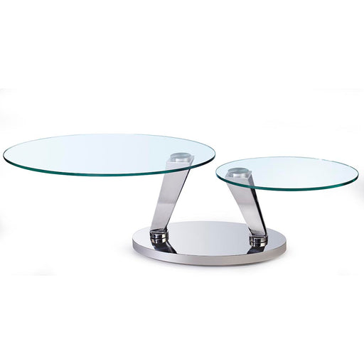 Chintaly 8045 Contemporary Dual Glass Top Motion Cocktail Table