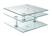 Chintaly 8052 Contemporary Multi-Top Motion Glass Cocktail Table