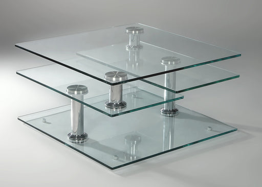 Chintaly 8052 Contemporary Multi-Top Motion Glass Cocktail Table