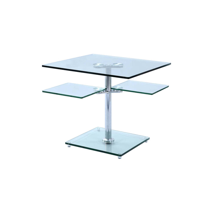 Chintaly 8052 Contemporary Multi-Top Glass Lamp Table