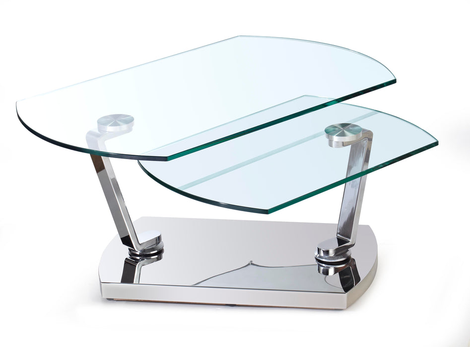 Chintaly 8062 Motion Cocktail Table Glass Top