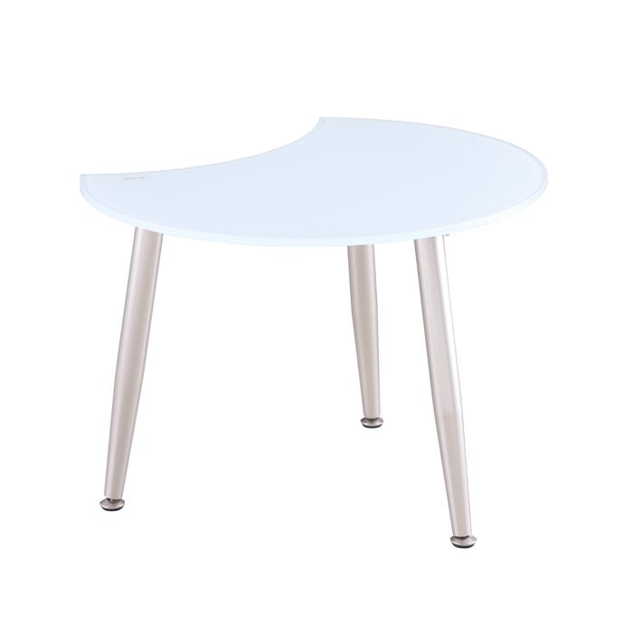 Chintaly 8072-OCC Contemporary Shaped-Top Glass Cocktail Table - White