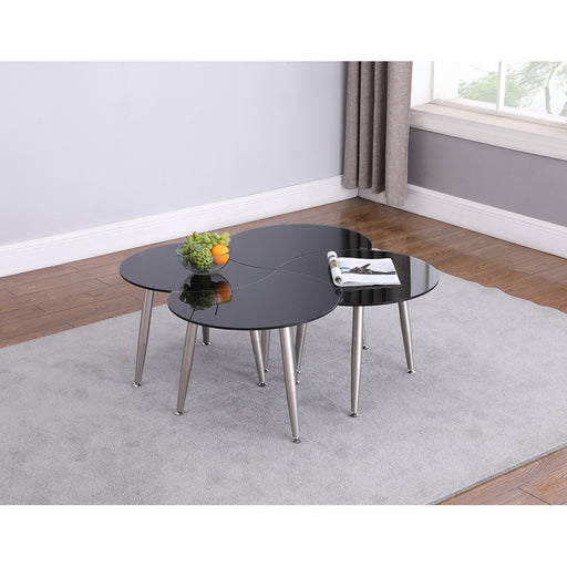 Chintaly 8072-OCC Contemporary Shaped-Top Glass Cocktail Table - Black