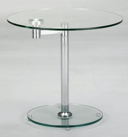 Chintaly 8090 24" Rotating Round Glass Lamp Table