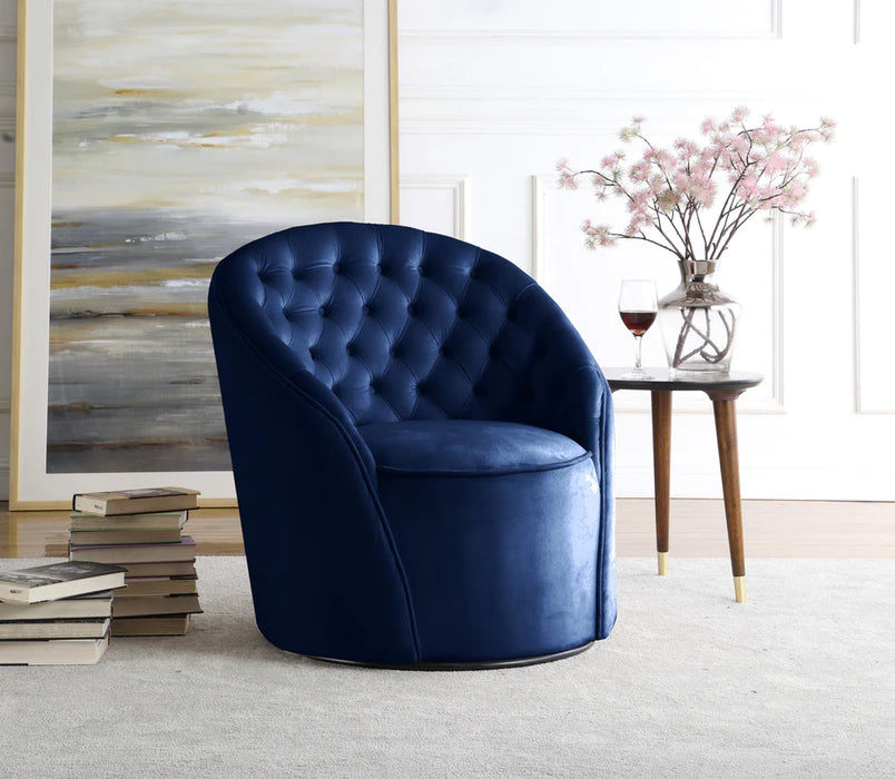 Alessio Navy Blue Velvet Swivel Accent Chair