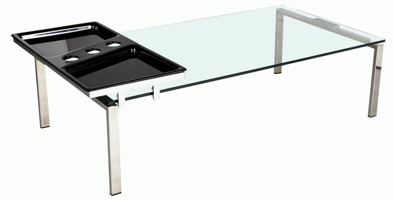 Chintaly 8151 Contemporary 30"x 55" Glass Top Cocktail Table w/ Acrylic Motion Tray