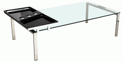 Chintaly 8151 Contemporary 30"x 55" Glass Top Cocktail Table w/ Acrylic Motion Tray