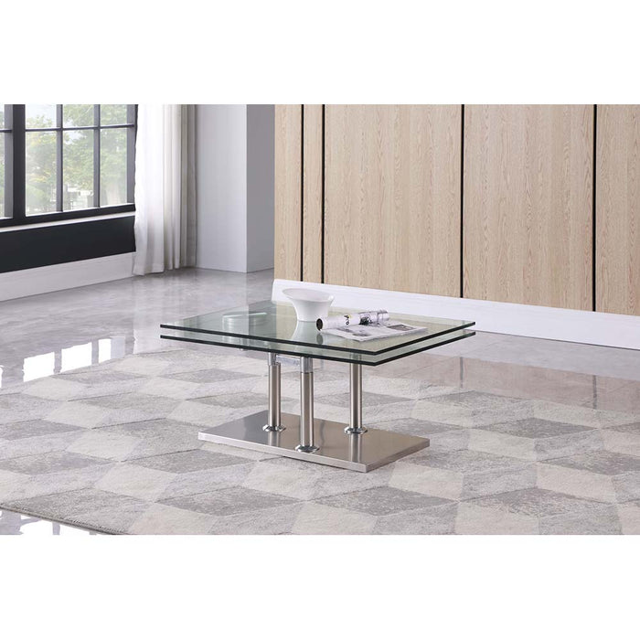 Chintaly 8164 Contemporary Motion Dual Glass Top Cocktail Table