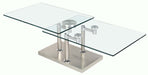 Chintaly 8164 Contemporary Motion Dual Glass Top Cocktail Table