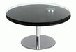 Chintaly 8176 Contemporary Dual Round Top Motion Cocktail Table w/ Glass & Solid Wood Top