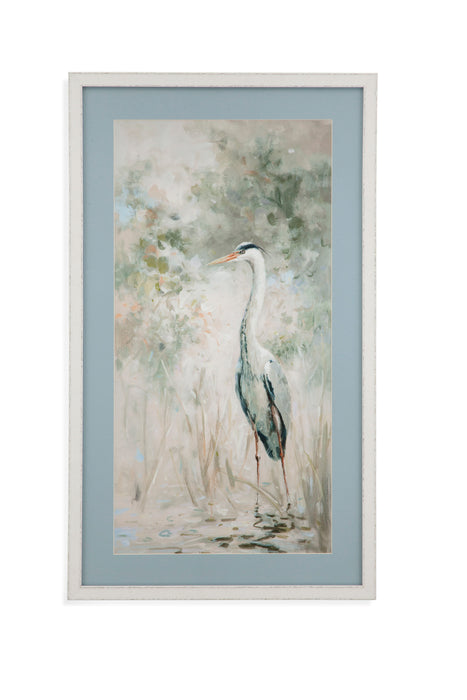 Wading Heron I - Framed Print - Light Blue