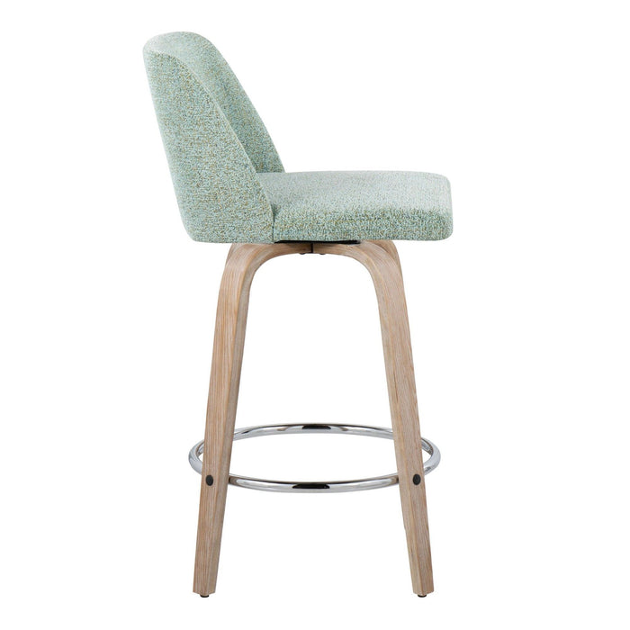 Toriano - 26" Fixed-height Counter Stool (Set of 2) - Light Green And Gray