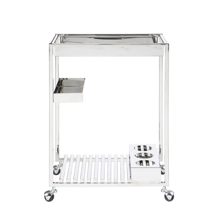Chintaly 3030-TC Contemporary Stainless Steel Tea Cart