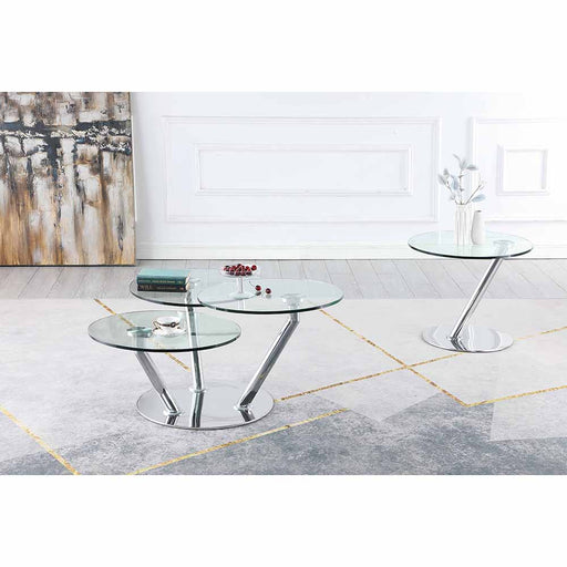 Chintaly 8643-OCC Contemporary Triple Surface Cocktail Table