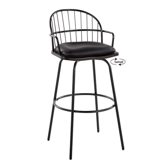 Riley - Claire - 30" Fixed-height Barstool With Arms (Set of 2) - Dark Brown