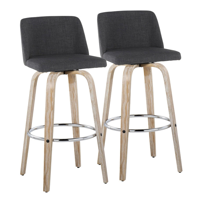 Toriano - 30" Fixed-height Barstool (Set of 2) - Charcoal And Light Brown