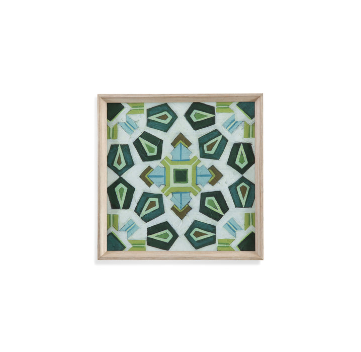 Palm Piazza Tile III - Framed Print - Green