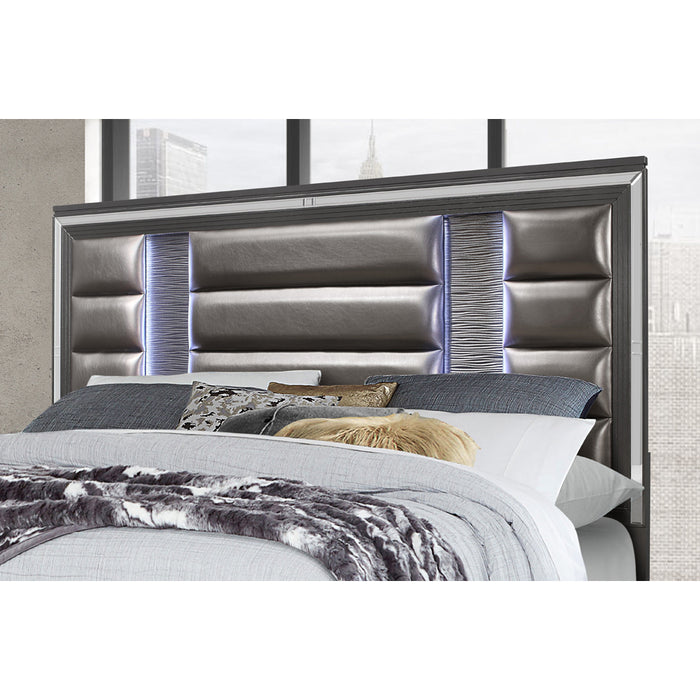 Global Furniture Pisa King Bed Metallic Grey