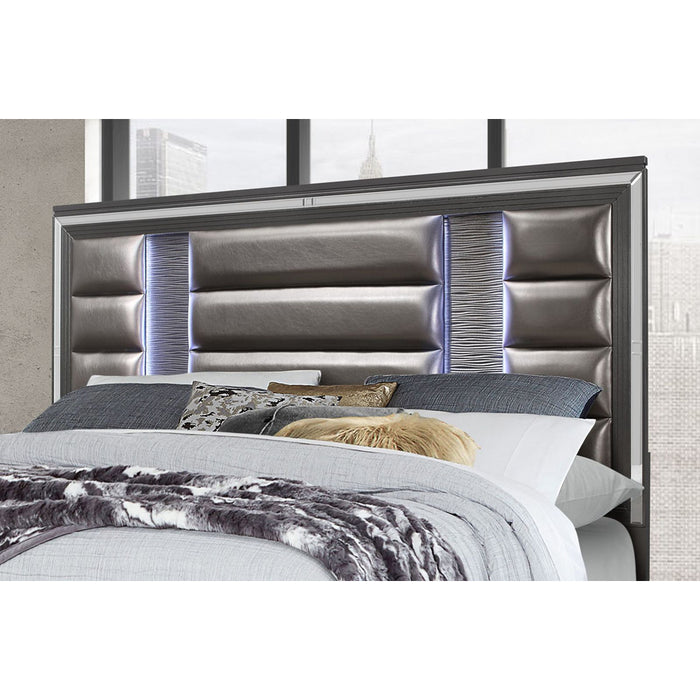 Global Furniture Pisa Queen Bed Metallic Grey
