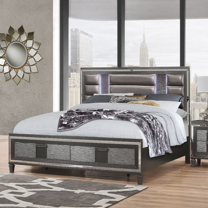 Global Furniture Pisa Full Bed Metallic Grey