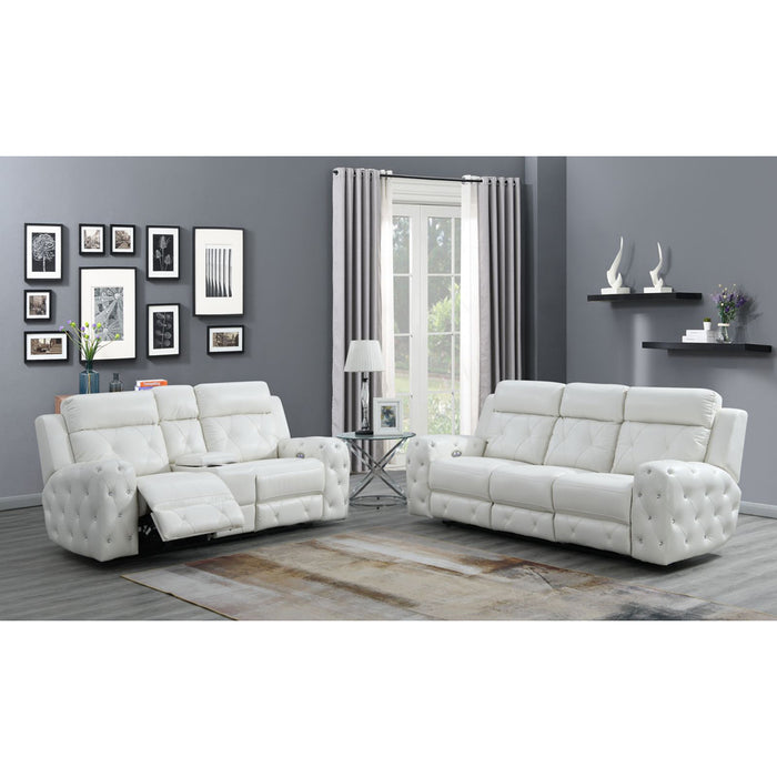Global Furniture Power Console Reclining Loveseat Blanche White
