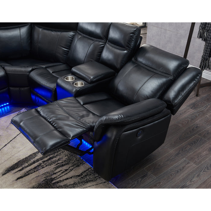 Global Furniture Sectional Blanche Black with Led Lighting